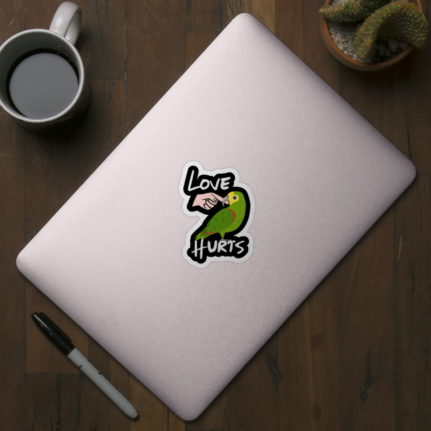 Love Hurts Yellow Headed Amazon Parrot Biting Finger by Einstein Parrot